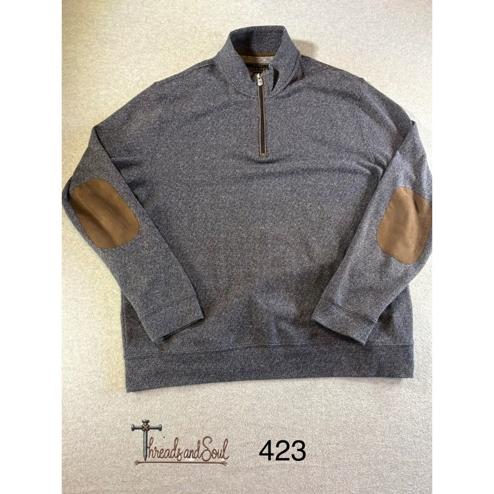 Jos. A. Bank Reserve Mens XL Blue Textured Quarter Zip Pullover Elbow Patches